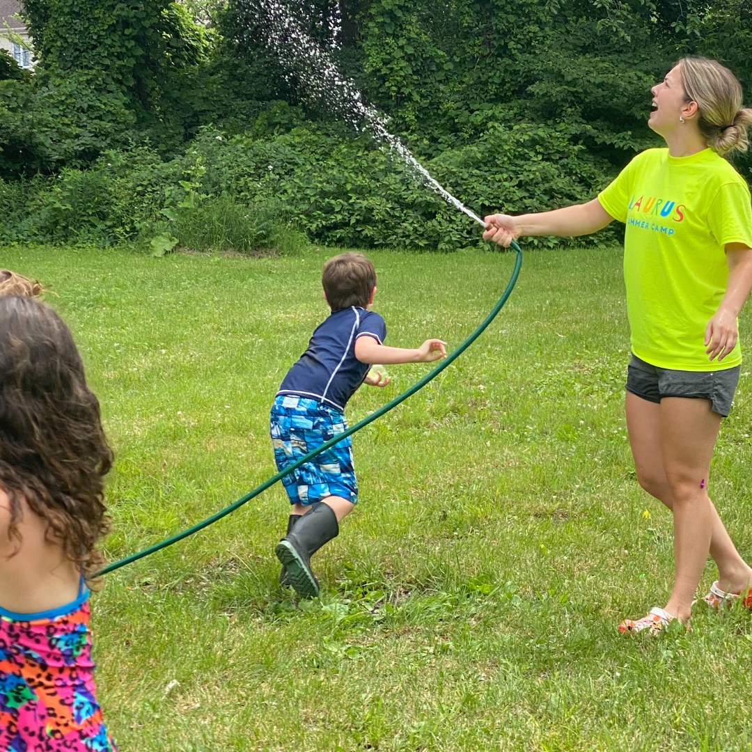 Water play with counselor